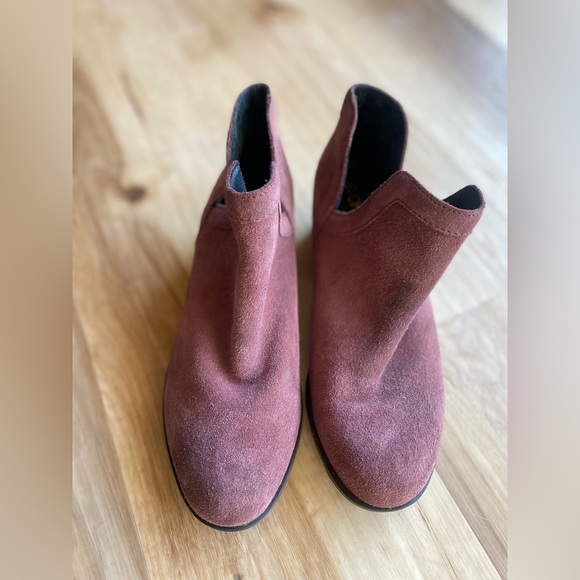 Sorel Lolla Cutout Booties Ankle Boots Maroon Suede Leather Size 8 - Picture 5 of 8